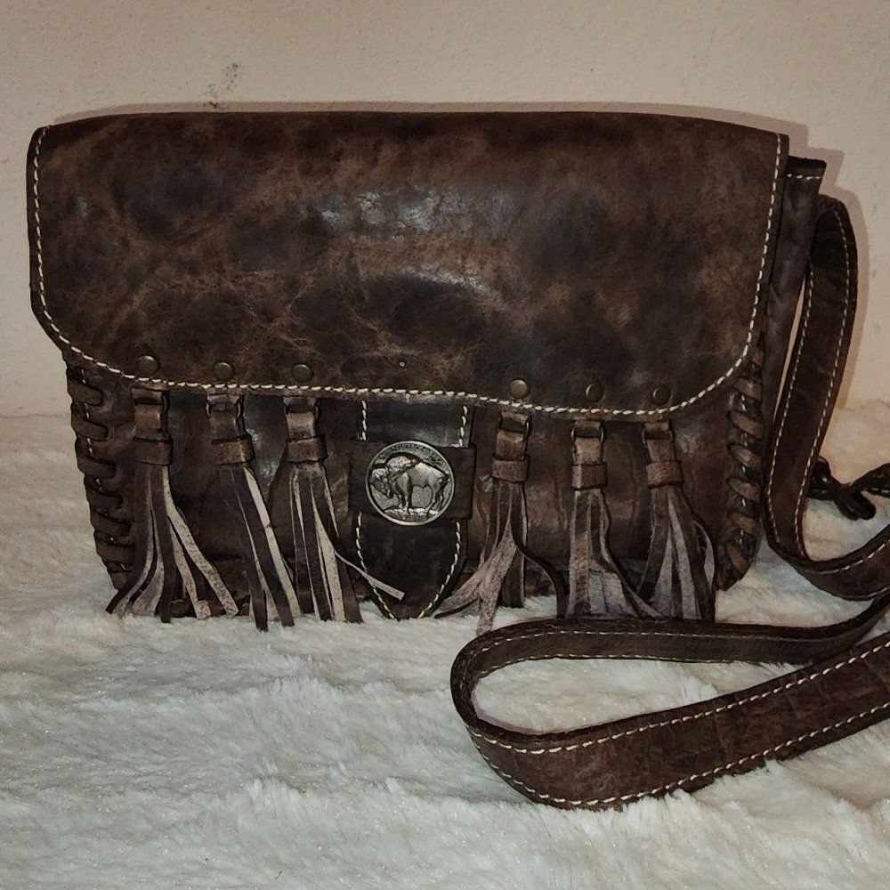 Vaccari Cross Body Purse with Five Cent Piece Strap